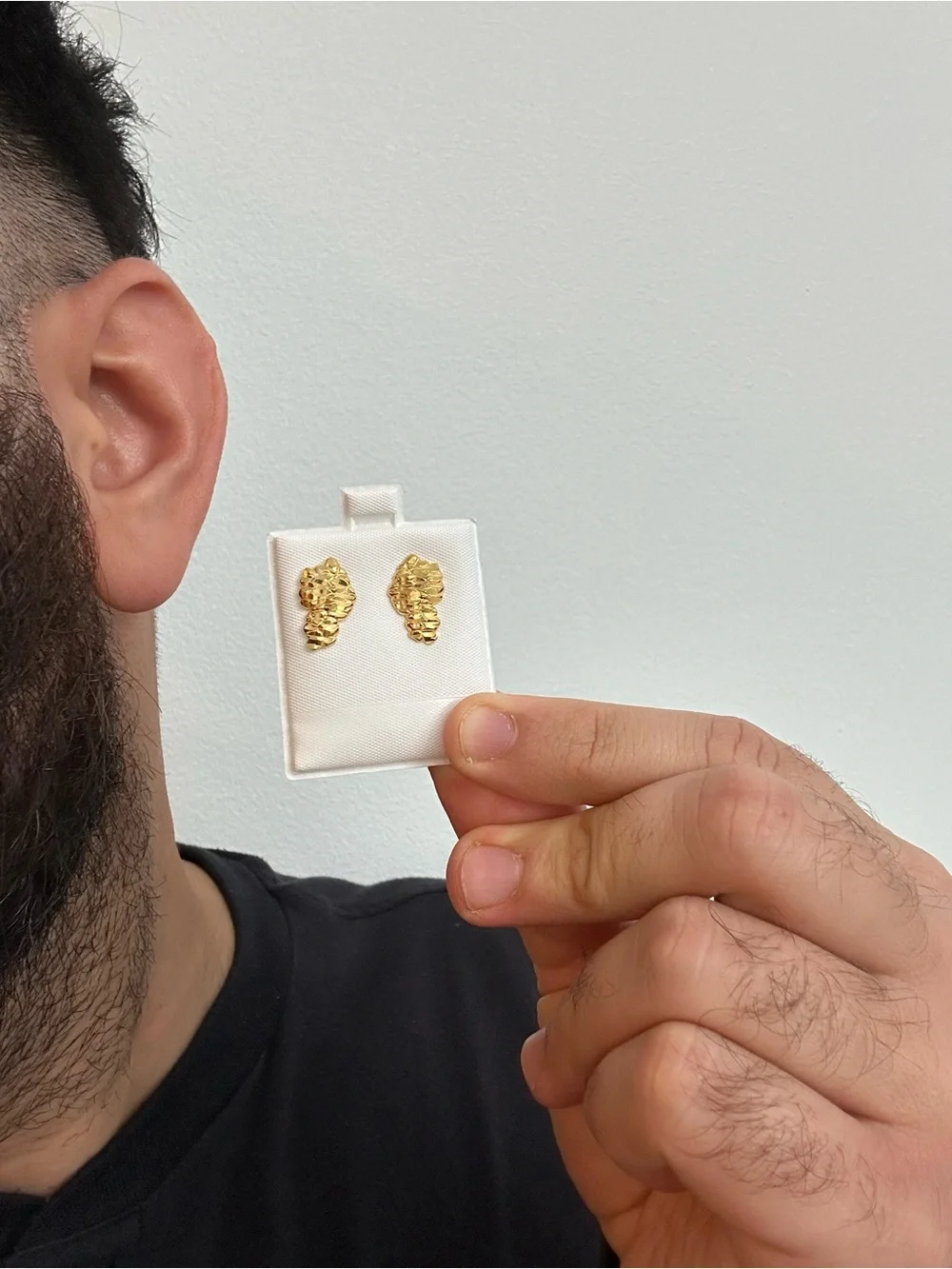 New yellow 925 Sterling silver Nugget Stud Stud Earrings